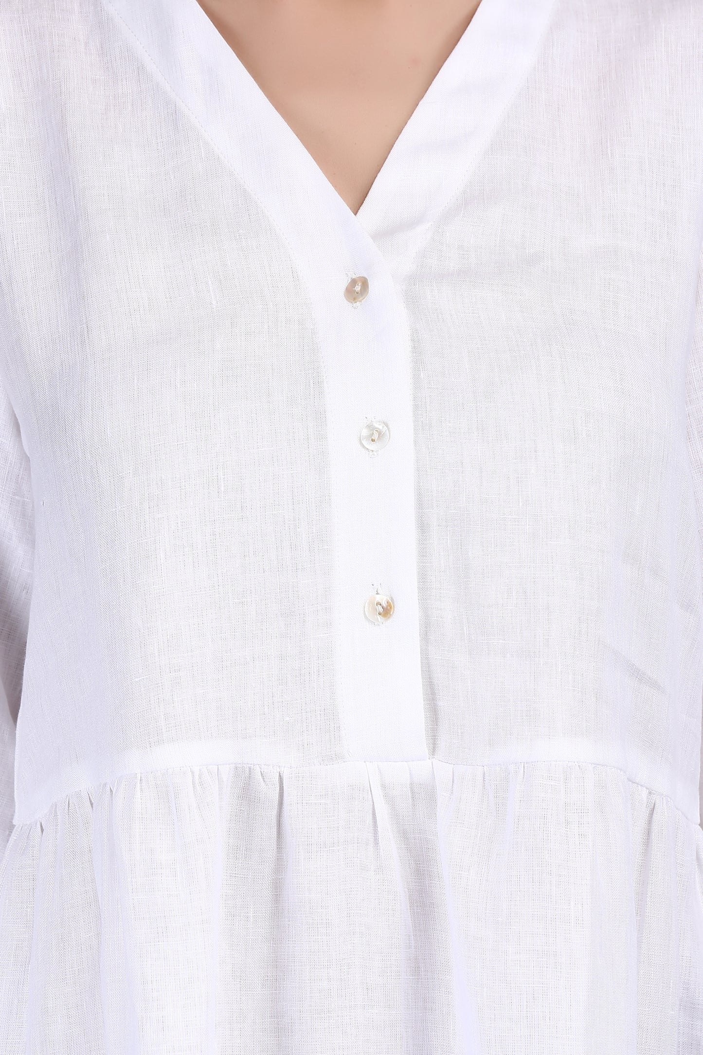 Strasbourg White Linen Flared Mini Dress