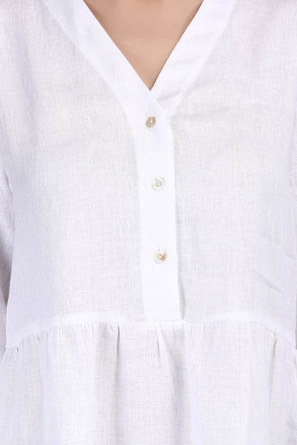 Strasbourg White Linen Flared Mini Dress