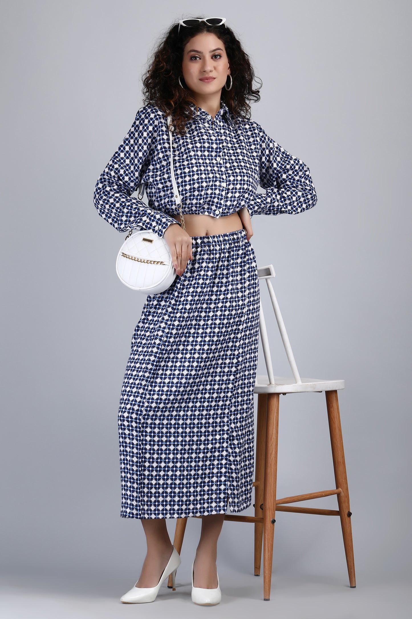 Naumea Printed Pure Linen Co-ord Set | Shirt & Skirt