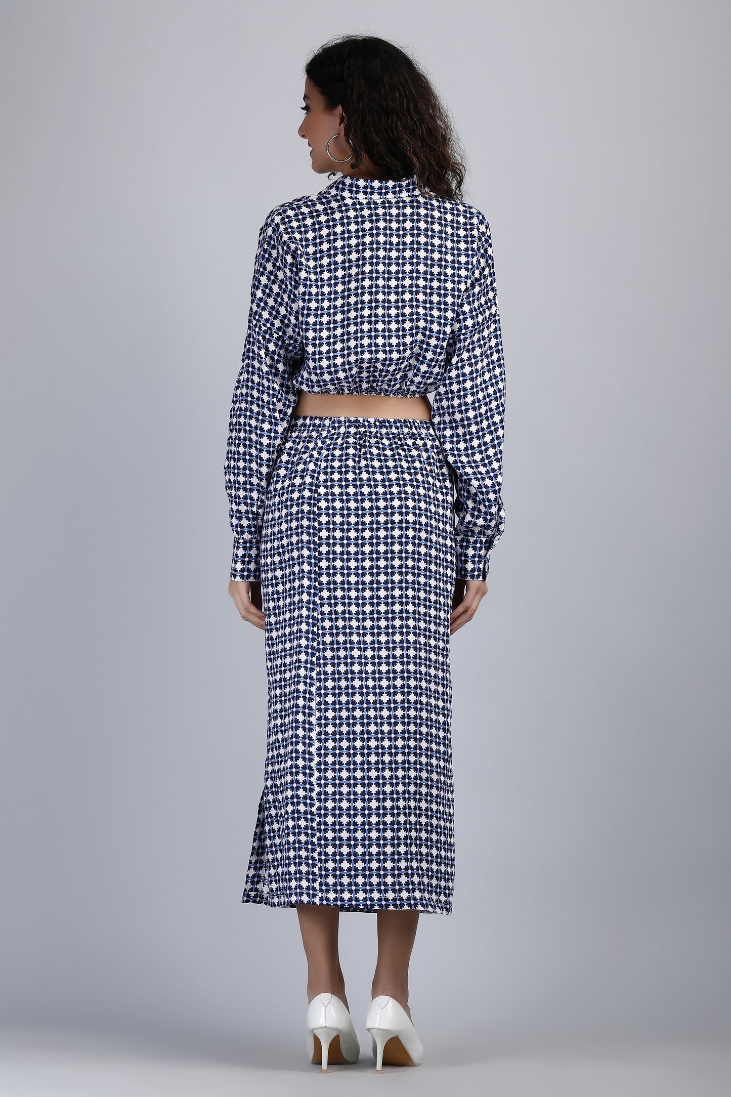 Naumea Printed Pure Linen Co-ord Set | Shirt & Skirt