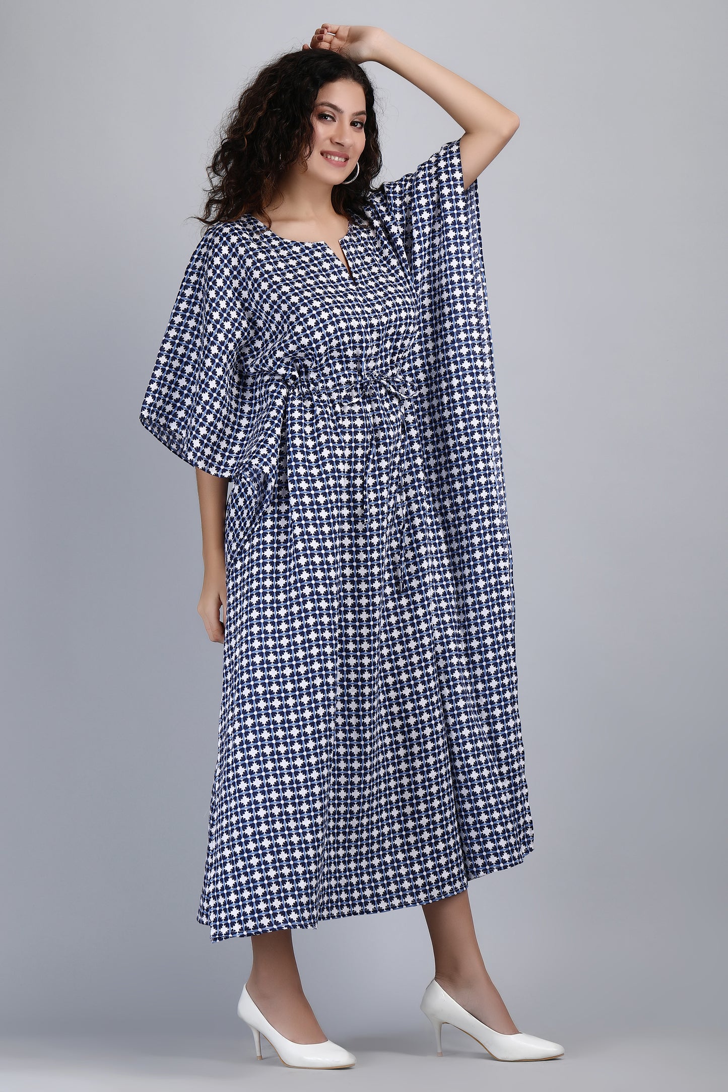 Printed Linen Kaftan Free Size