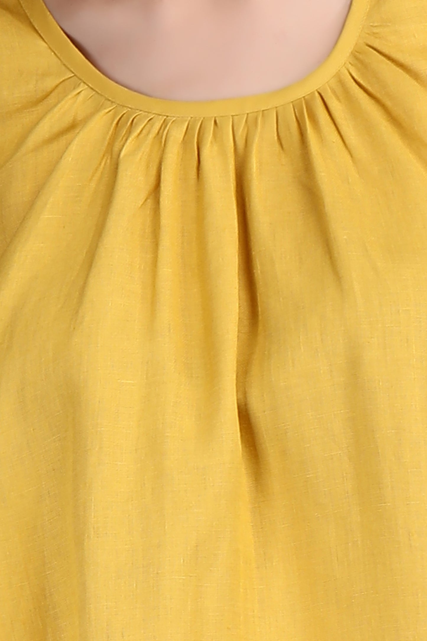 Vendome Mustard Pure Linen Maxi Tunic Dress
